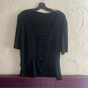 Picadilly Fashions Black Ruched Blouse NWT